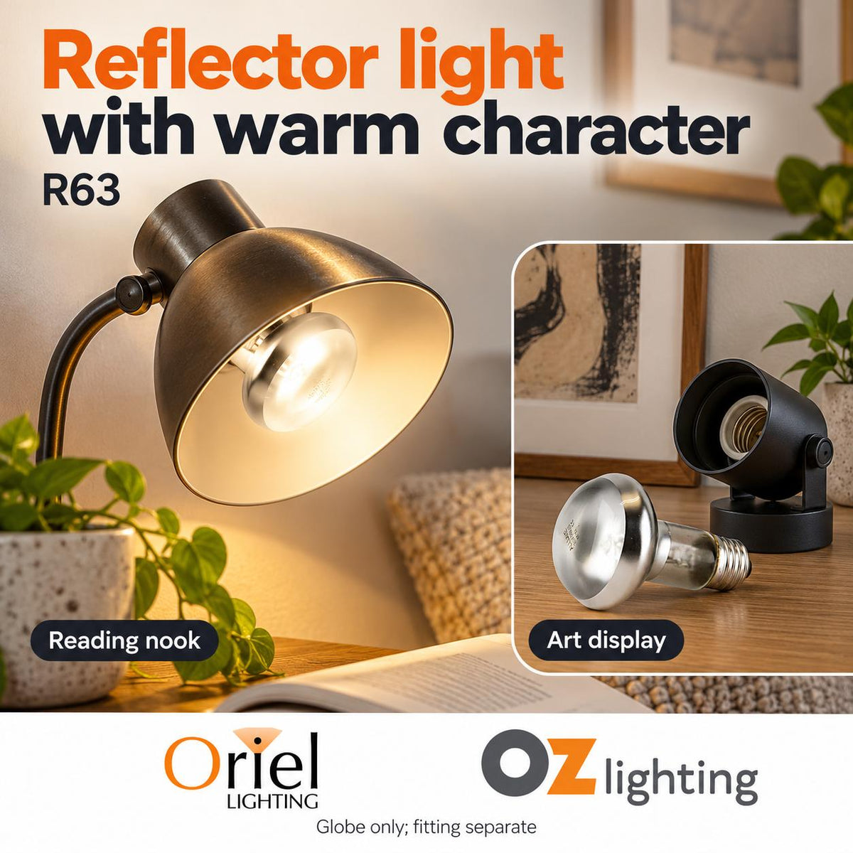 Oriel GLOBE-R63 Globe - 28W, R63 Halogen ER Reflector, E27-Oriel Lighting-Ozlighting.com.au