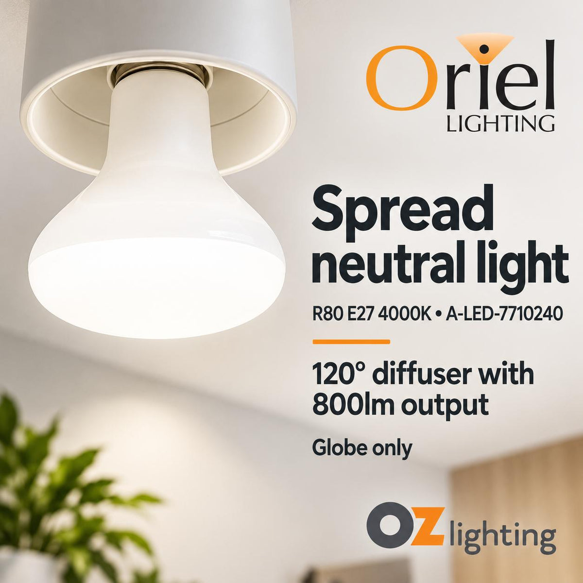 Oriel GLOBE-R80 LED Globe - 10W, R80 Reflector, 4000K, E27-Oriel Lighting-Ozlighting.com.au