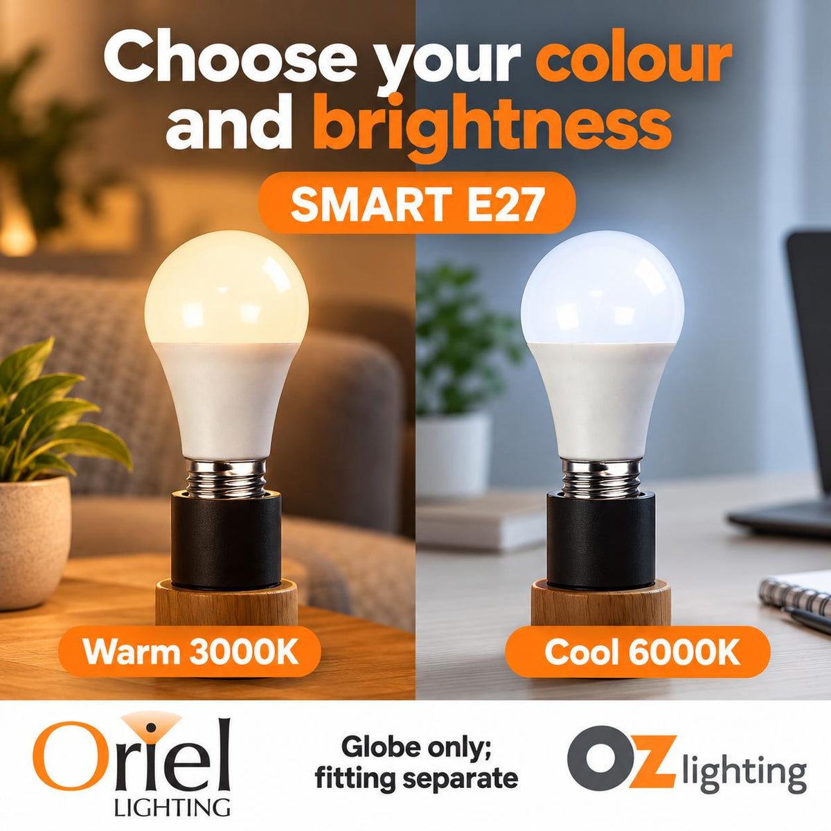 Oriel GLOBE-SMART Globe - 7W, GLS Shape Smart Light, E27-Oriel Lighting-Ozlighting.com.au