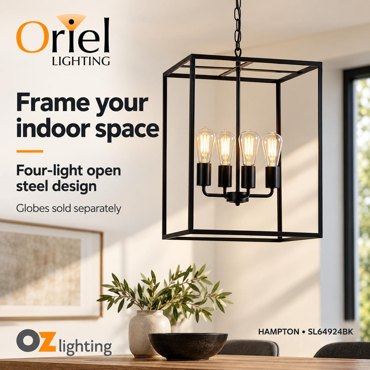 Oriel HAMPTON Pendant - 4 Light-Oriel Lighting-Ozlighting.com.au