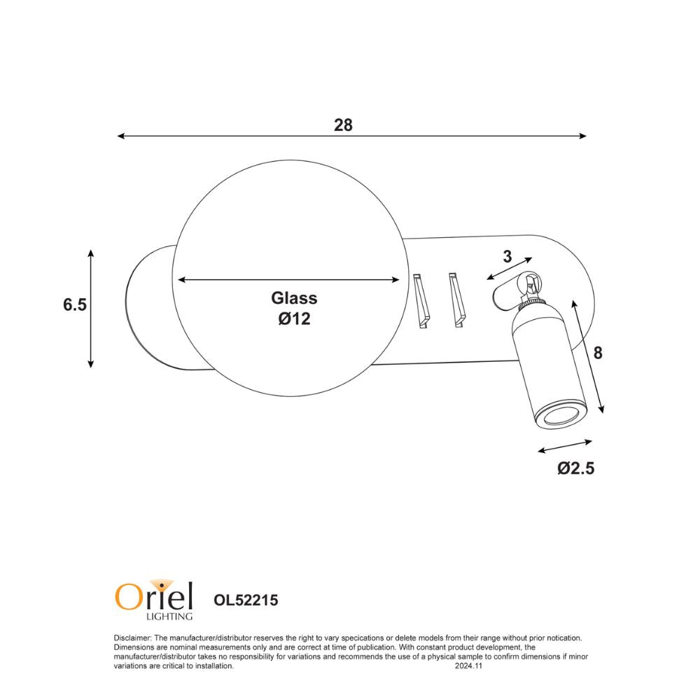 Oriel HARLOW Wall Light - 3W-Oriel Lighting-Ozlighting.com.au
