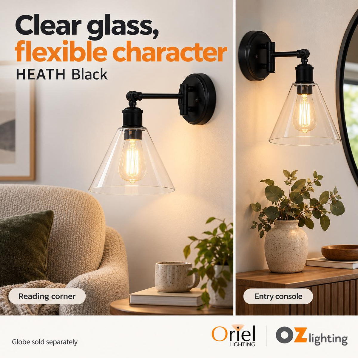 Oriel HEATH Wall Light - Swing Arm-Oriel Lighting-Ozlighting.com.au