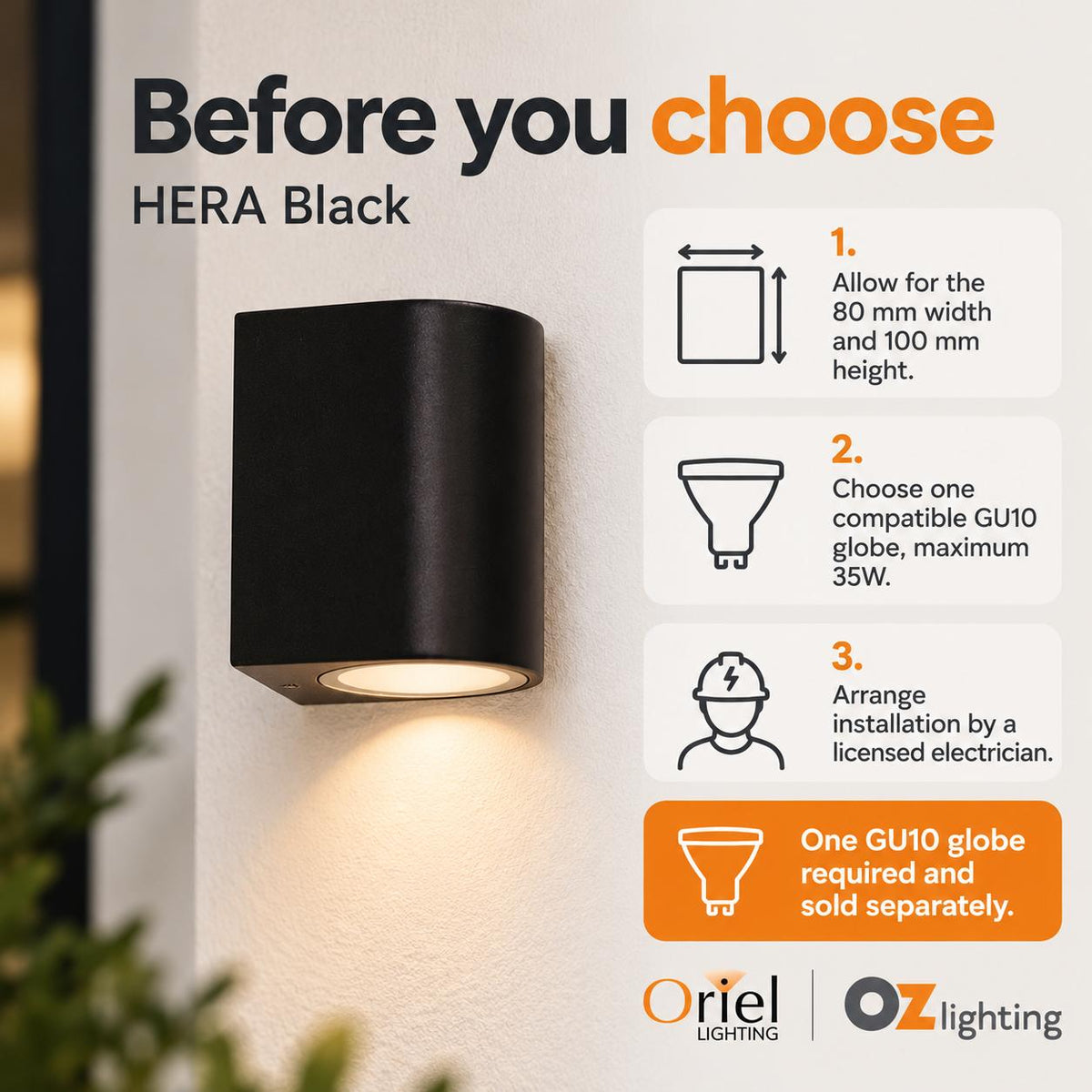 Oriel HERA Outdoor Wall Light - Max. 35W-Oriel Lighting-Ozlighting.com.au