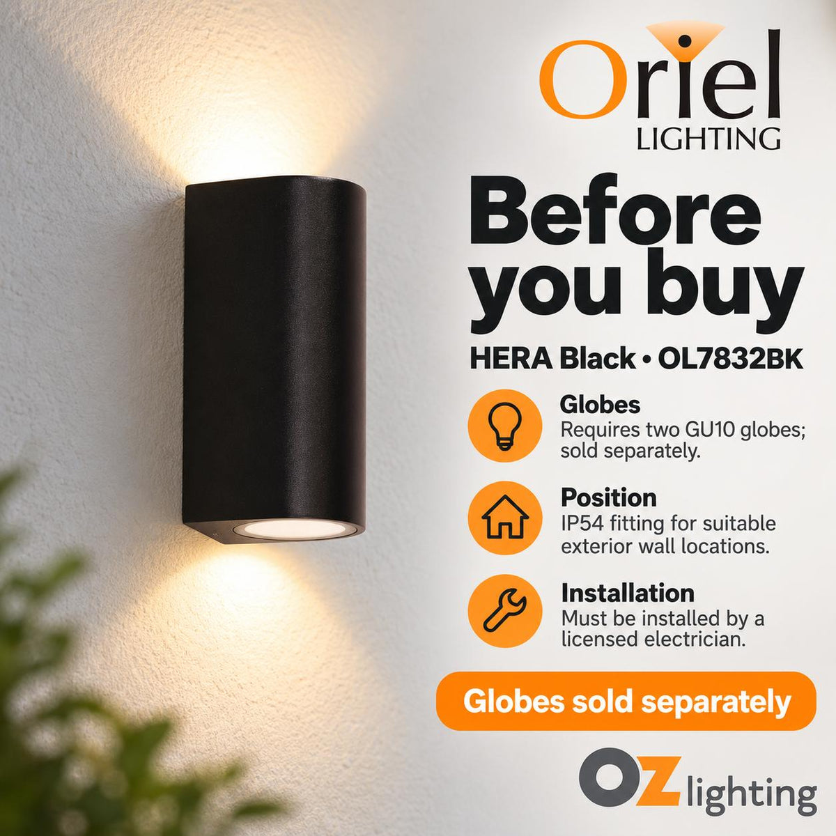 Oriel HERA Outdoor Wall Light - Twin-Oriel Lighting-Ozlighting.com.au
