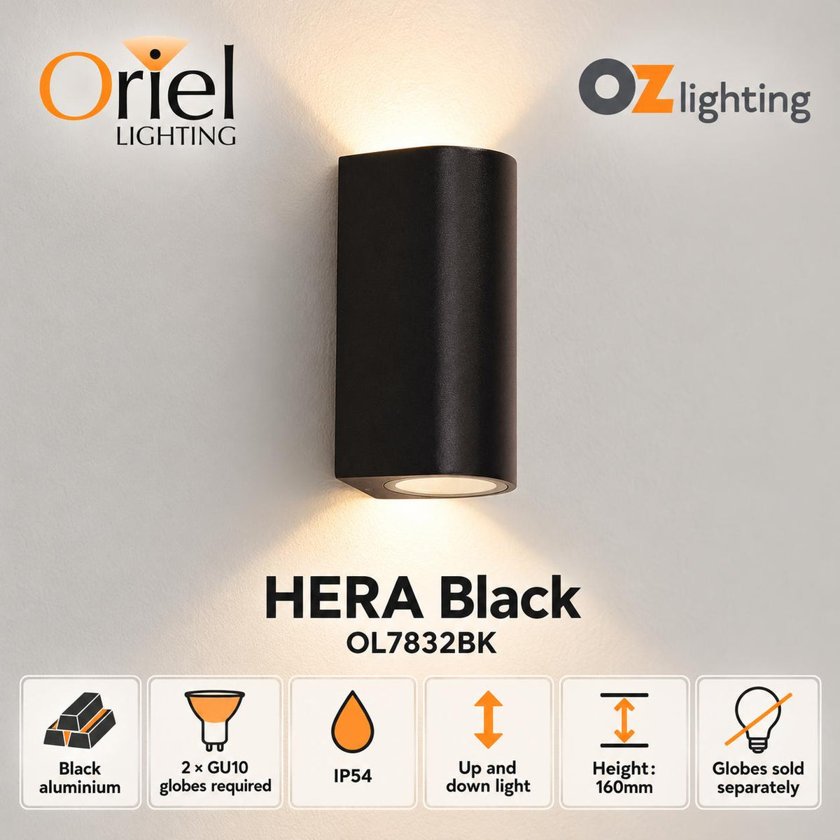 Oriel HERA Outdoor Wall Light - Twin-Oriel Lighting-Ozlighting.com.au