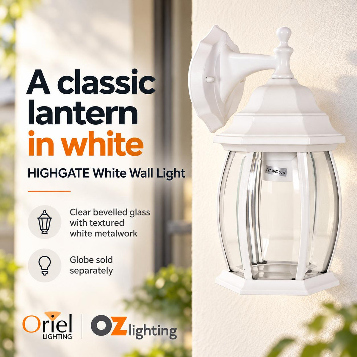 Oriel HIGHGATE Outdoor Wall Light - Max. 60W-Oriel Lighting-Ozlighting.com.au