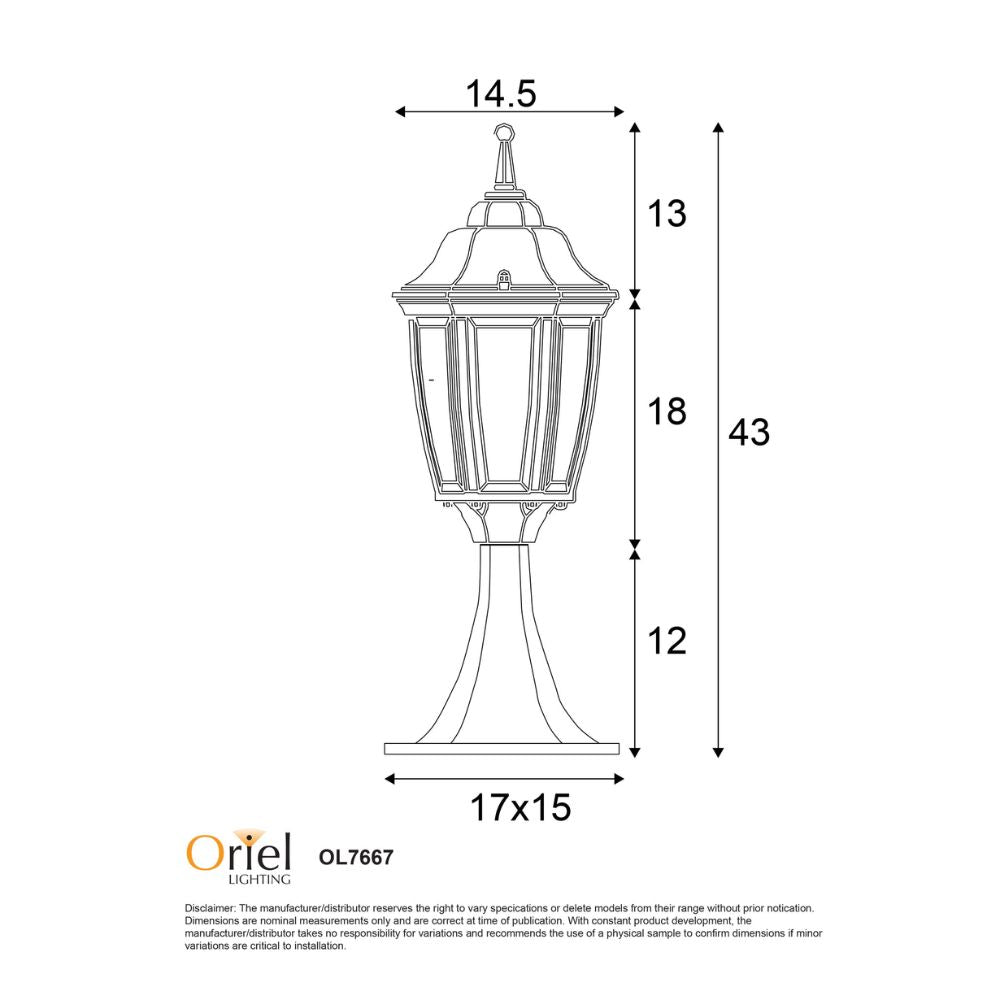 Oriel HIGHGATE Pillar Mounted Outdoor Light-Oriel Lighting-Ozlighting.com.au