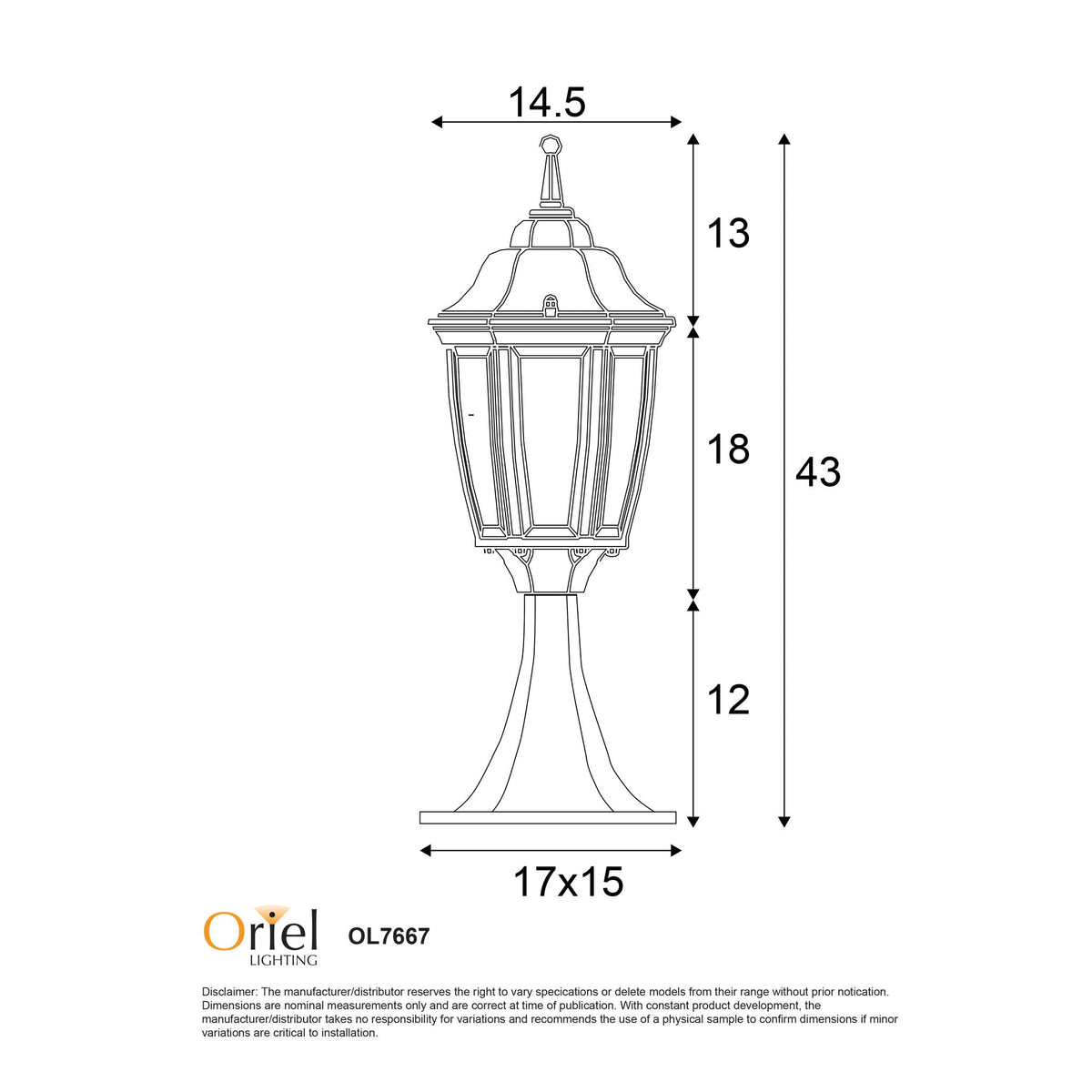 Oriel HIGHGATE Pillar Mounted Outdoor Light-Oriel Lighting-Ozlighting.com.au