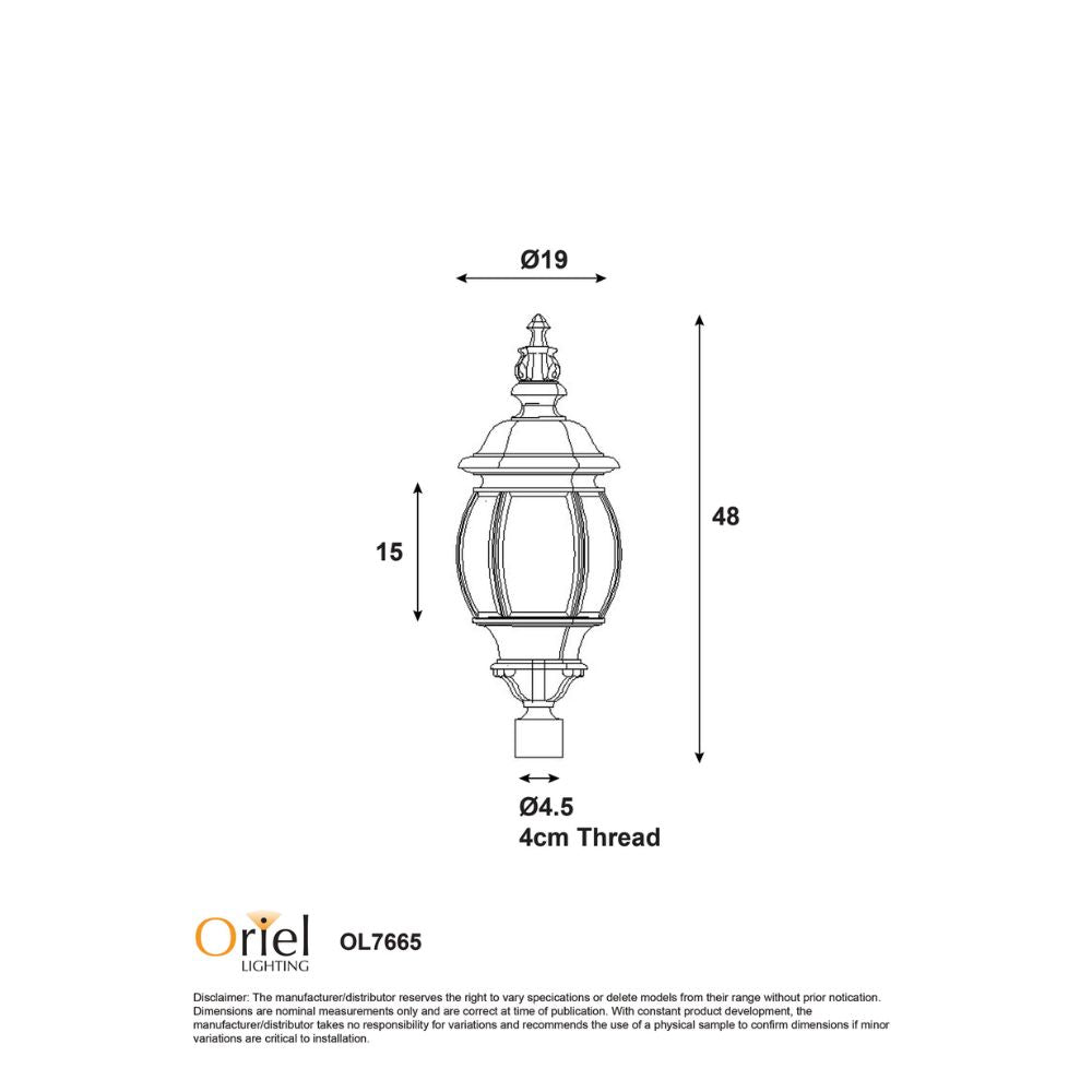 Oriel HIGHGATE Replacement Top - Max. 60W-Oriel Lighting-Ozlighting.com.au
