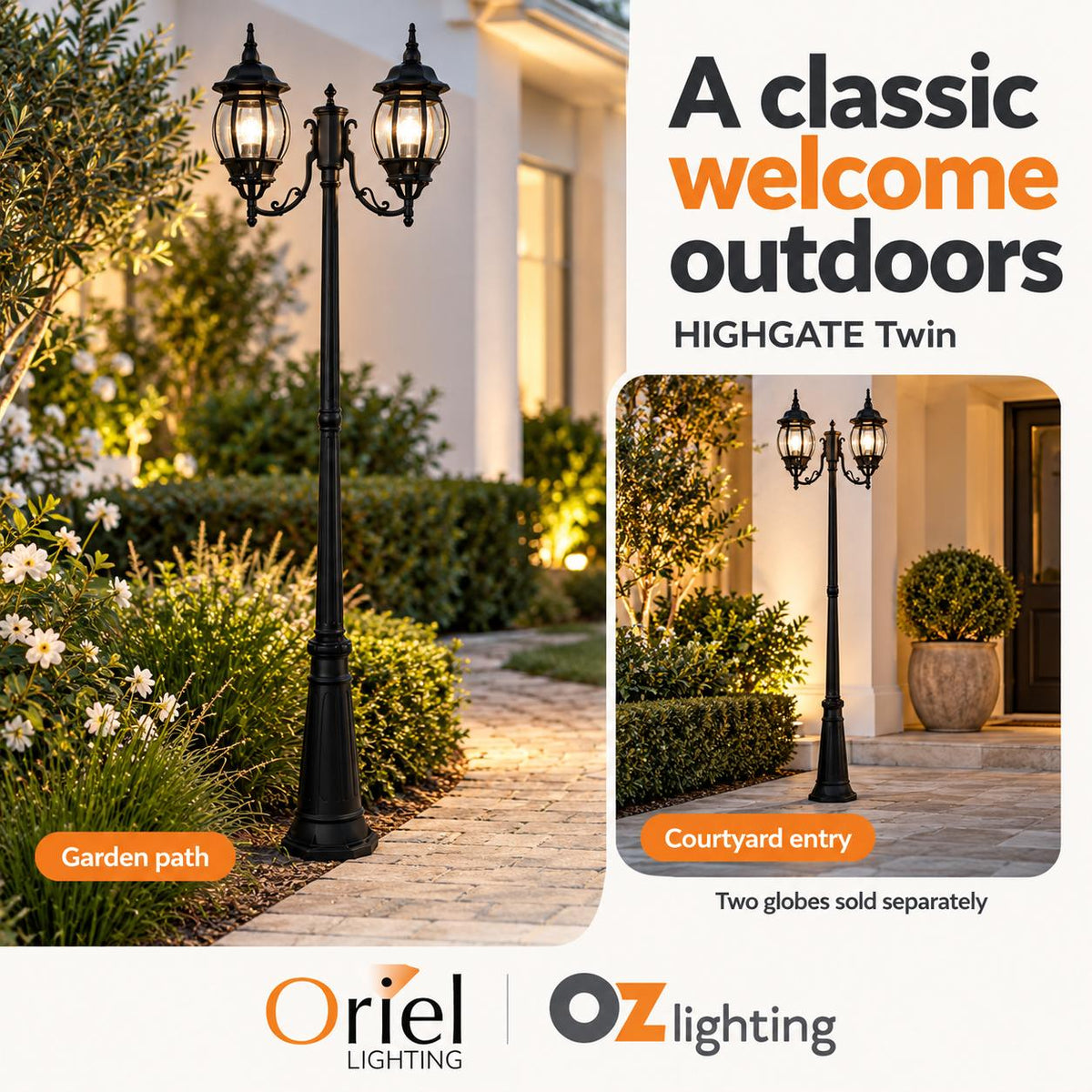 Oriel HIGHGATE Twin Post-Oriel Lighting-Ozlighting.com.au