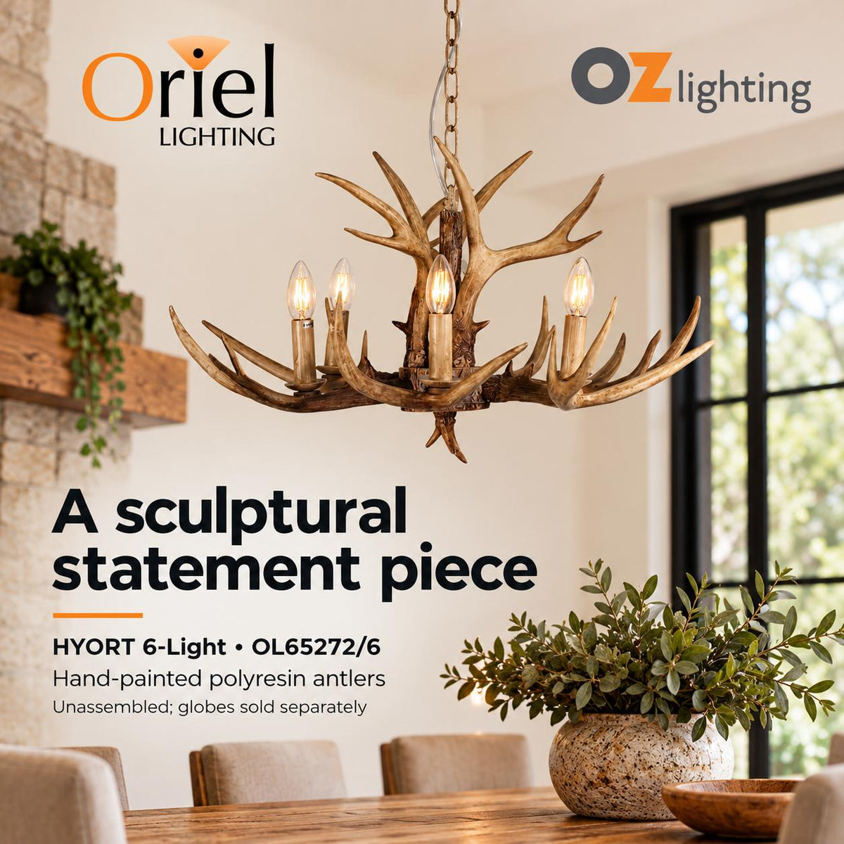 Oriel HYORT Pendant - 6/8 Light Hand-Painted PolyResin Designer Indoor-Oriel Lighting-Ozlighting.com.au