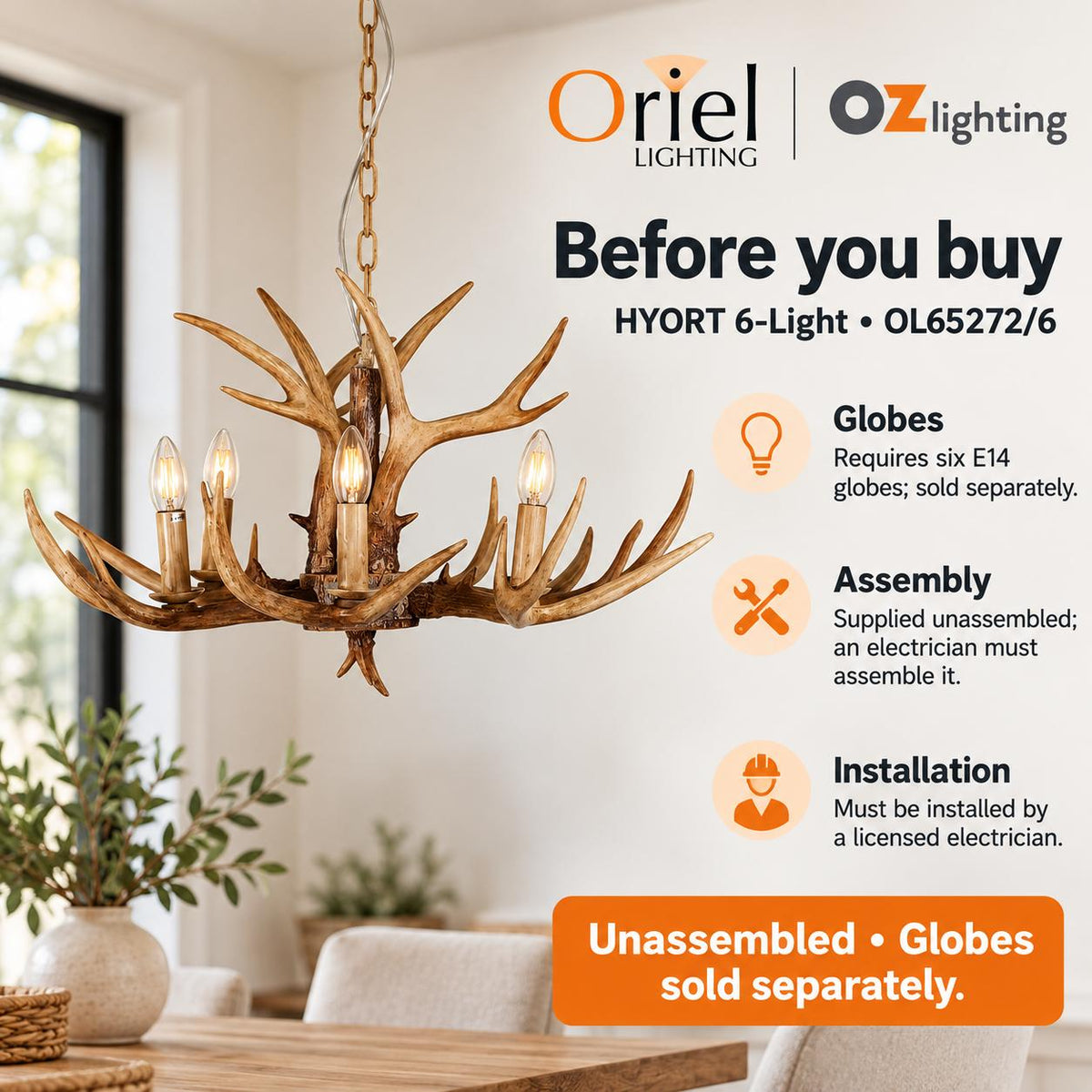 Oriel HYORT Pendant - 6/8 Light Hand-Painted PolyResin Designer Indoor-Oriel Lighting-Ozlighting.com.au