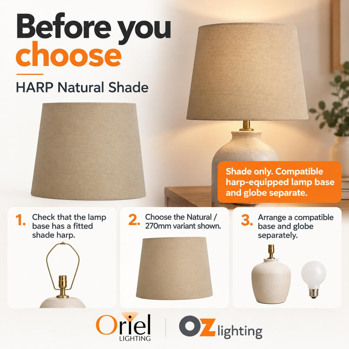 Oriel Harp Mount - Shade-Oriel Lighting-Ozlighting.com.au