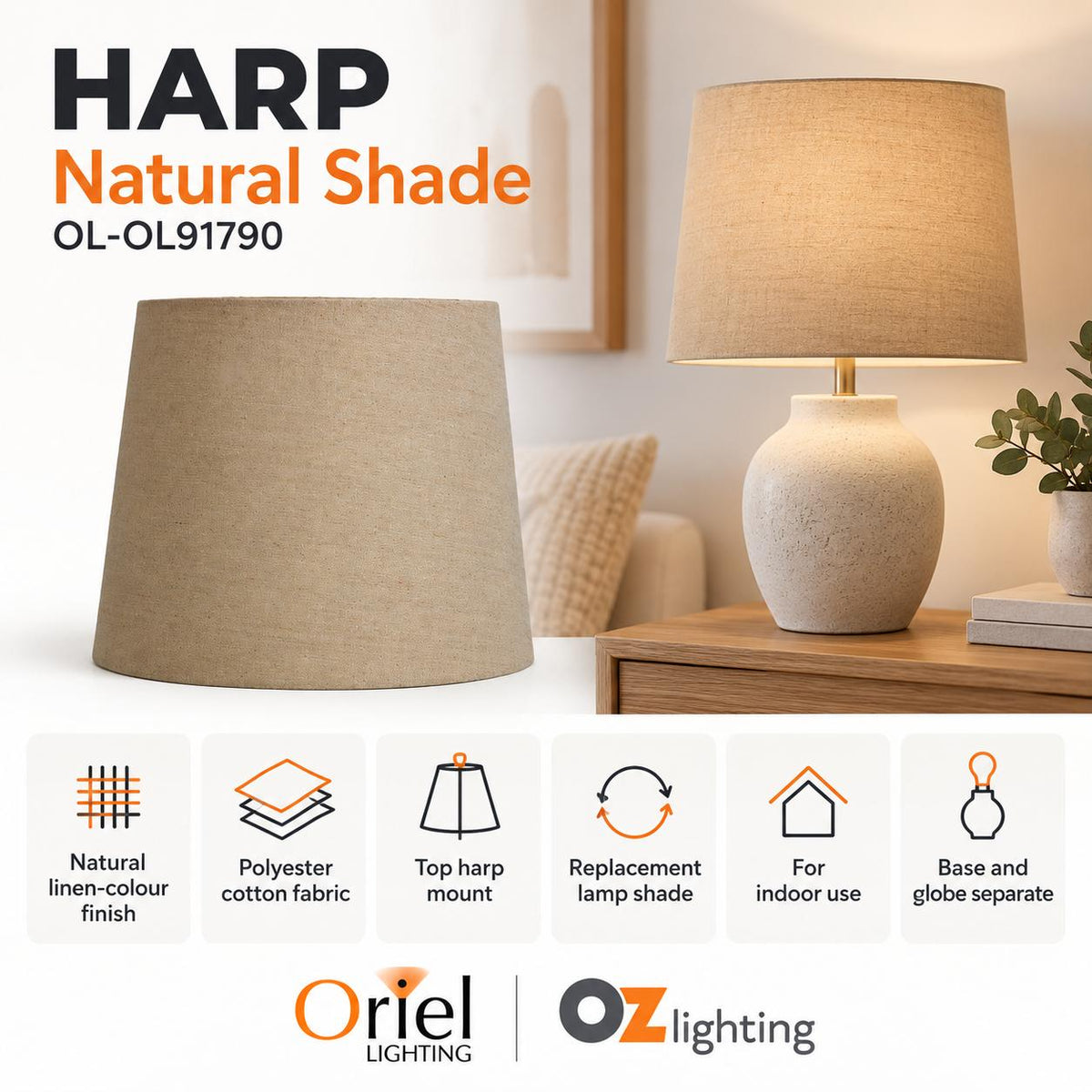 Oriel Harp Mount - Shade-Oriel Lighting-Ozlighting.com.au