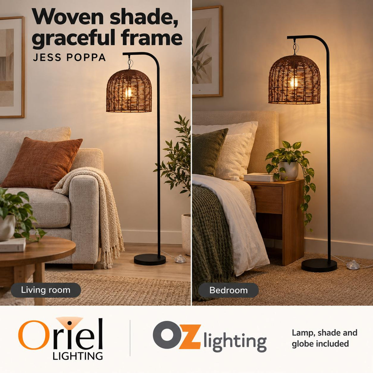 Oriel JESS Floor Lamp - Max. 60W-Oriel Lighting-Ozlighting.com.au