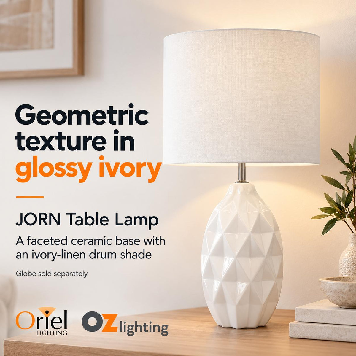 Oriel JORN Table Lamp - Ceramic-Oriel Lighting-Ozlighting.com.au