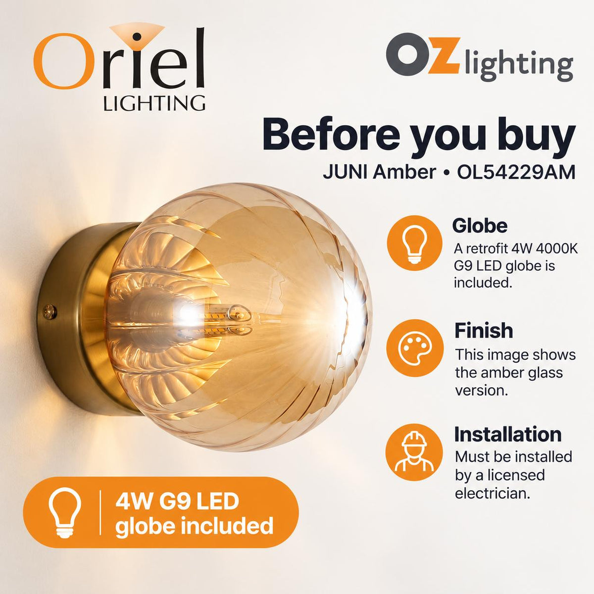 Oriel JUNI Wall Light - Coloured Glass Satin Brass-Oriel Lighting-Ozlighting.com.au