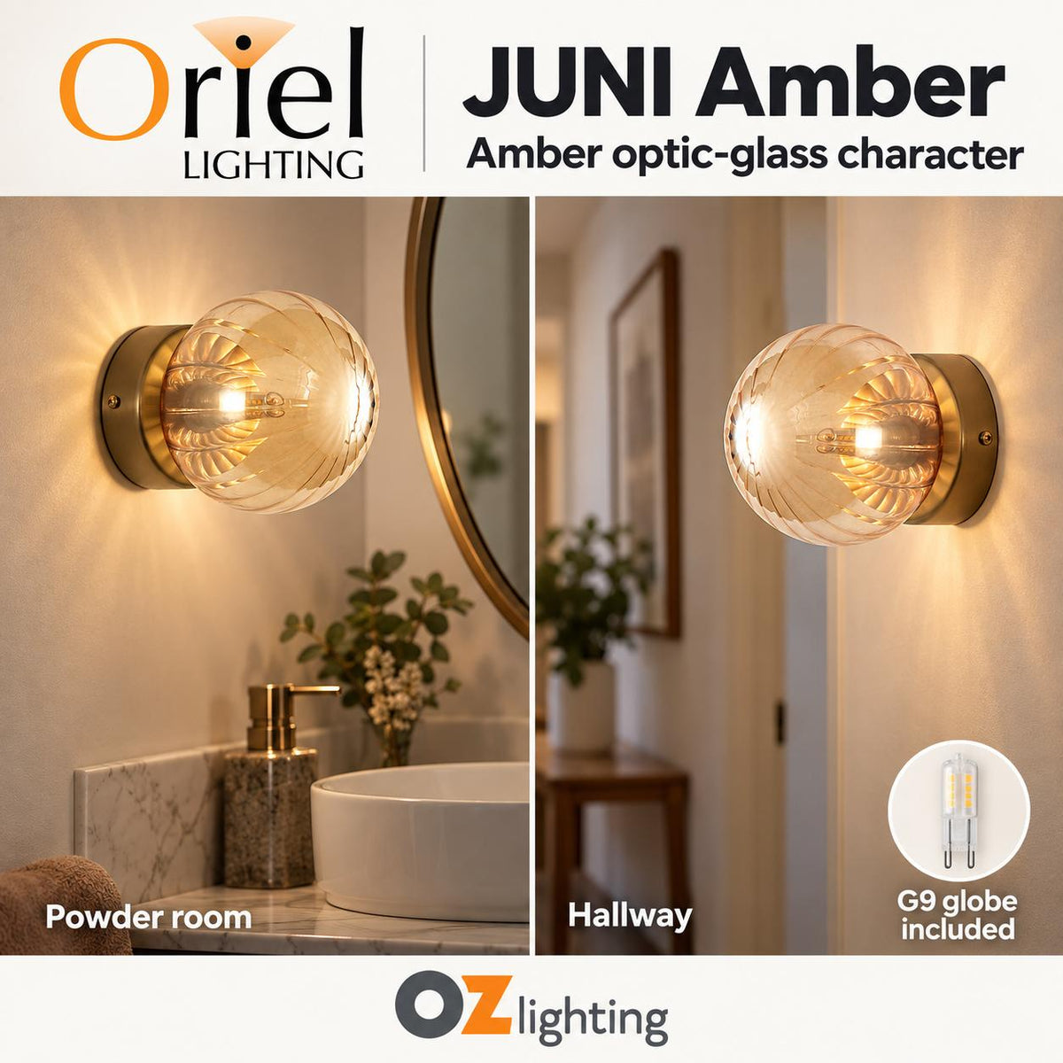 Oriel JUNI Wall Light - Coloured Glass Satin Brass-Oriel Lighting-Ozlighting.com.au