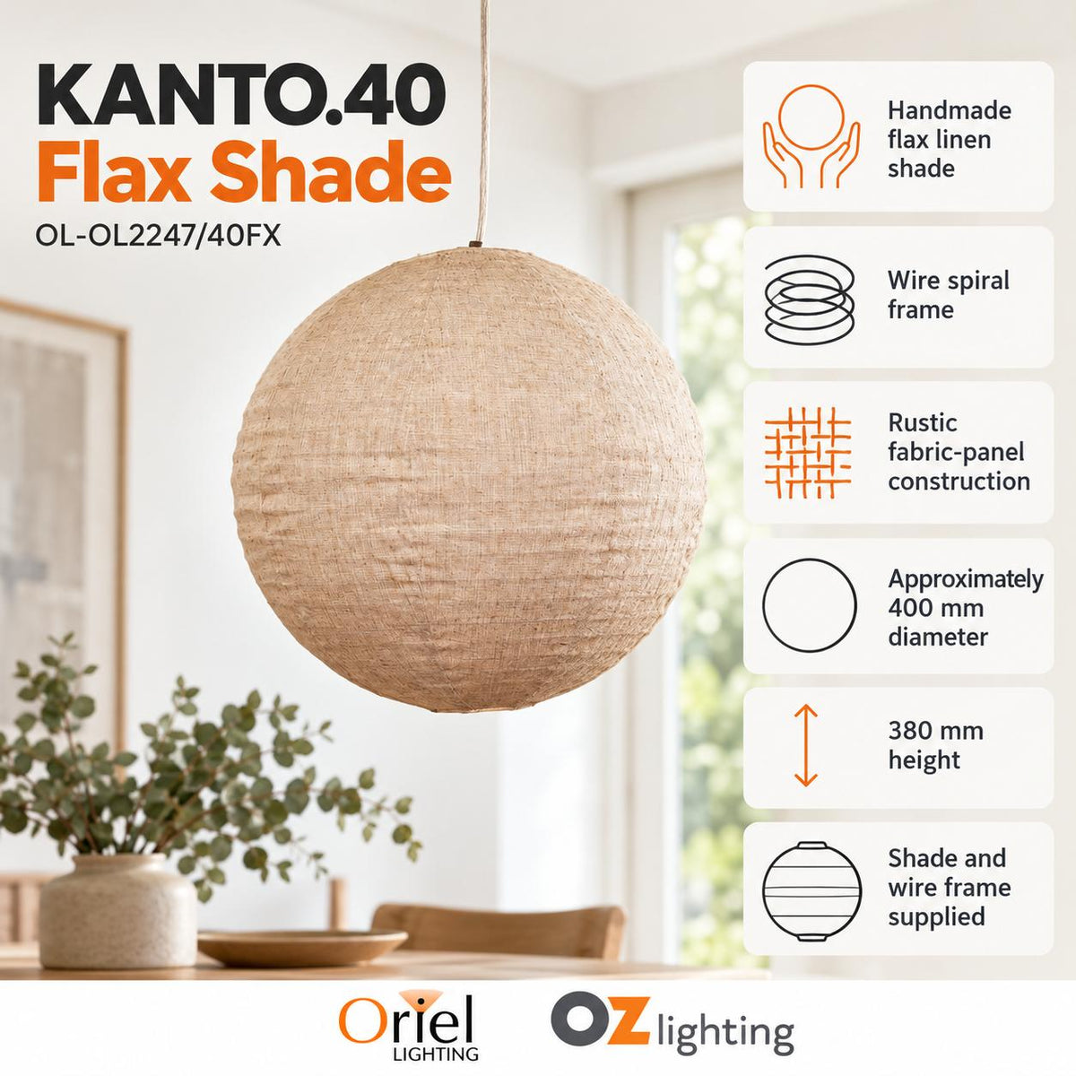 Oriel KANTO.40 Pendant - 1 Light-Oriel Lighting-Ozlighting.com.au