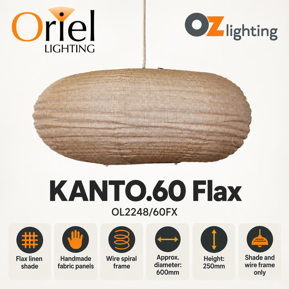Oriel KANTO.60 Pendant - 1 Light-Oriel Lighting-Ozlighting.com.au