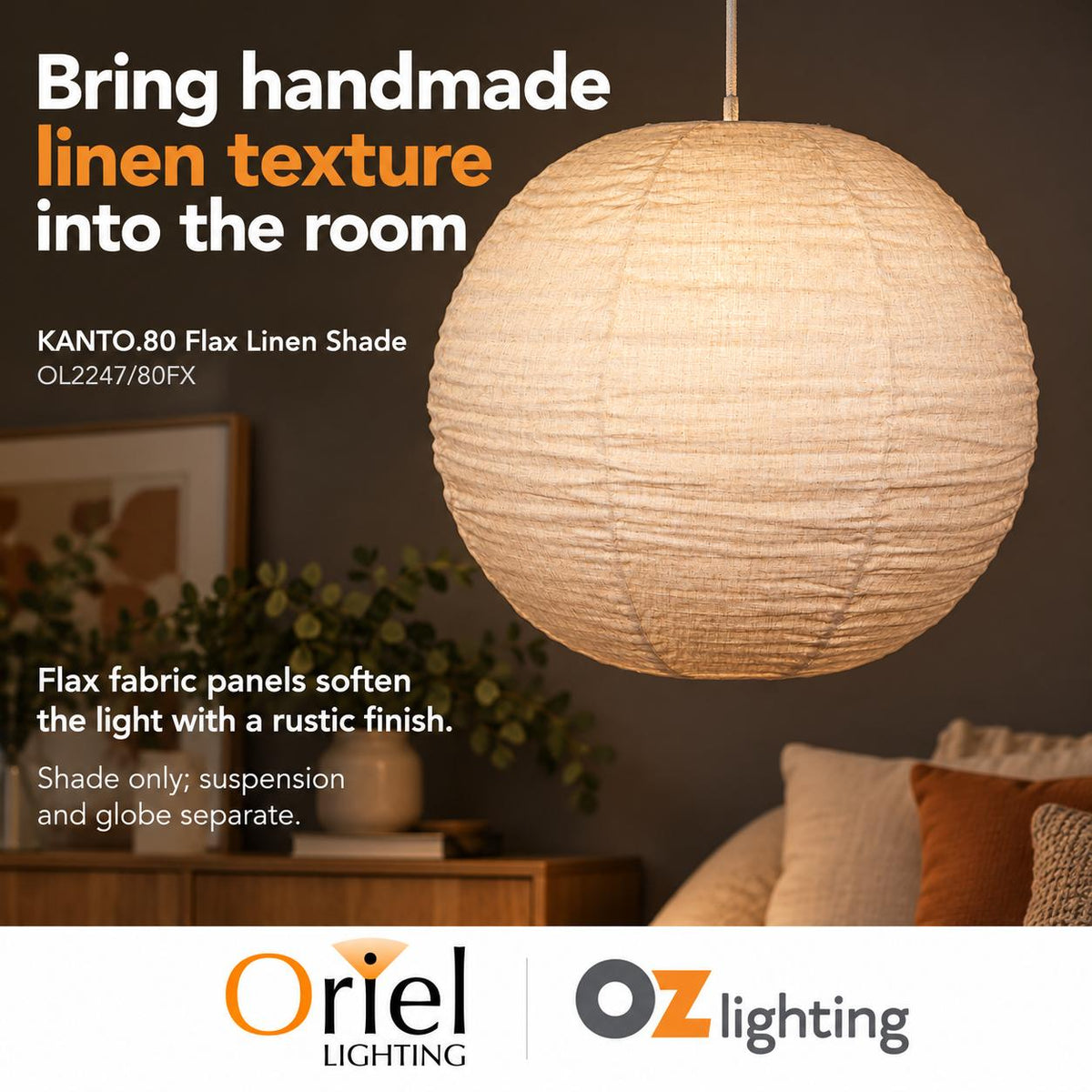 Oriel KANTO.80 Pendant - 1 Light-Oriel Lighting-Ozlighting.com.au