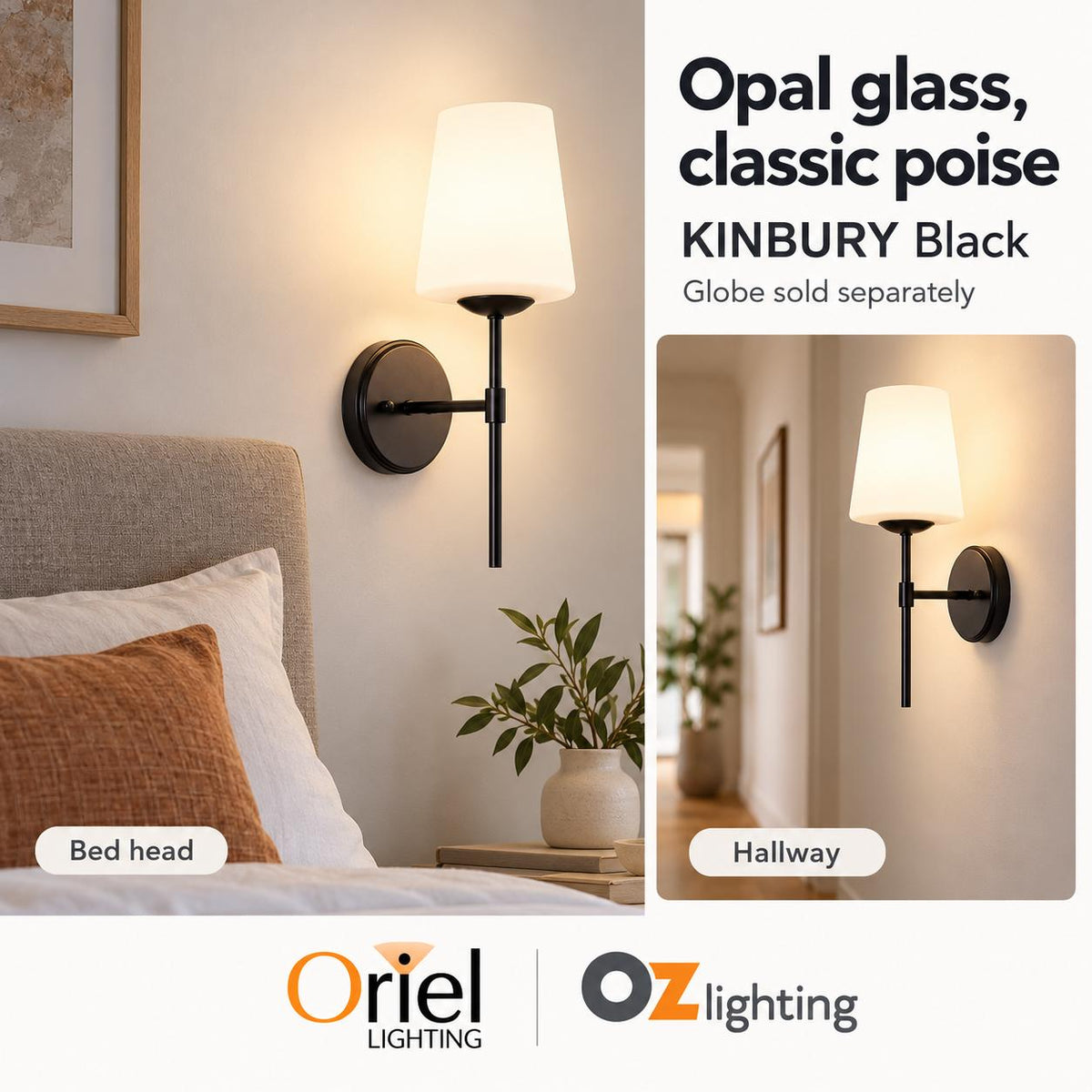 Oriel KINBURY Wall Light - Glass-Oriel Lighting-Ozlighting.com.au