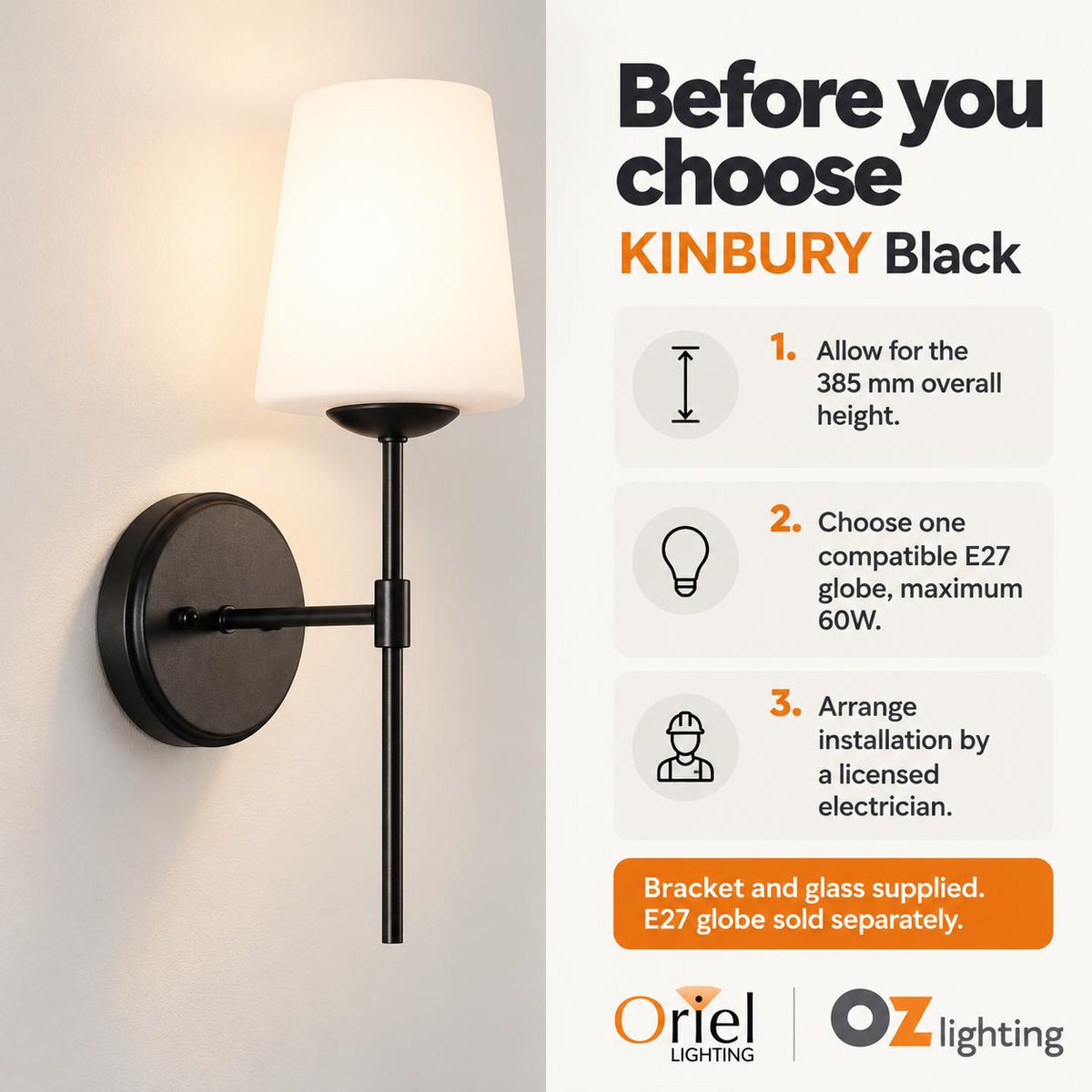 Oriel KINBURY Wall Light - Glass-Oriel Lighting-Ozlighting.com.au