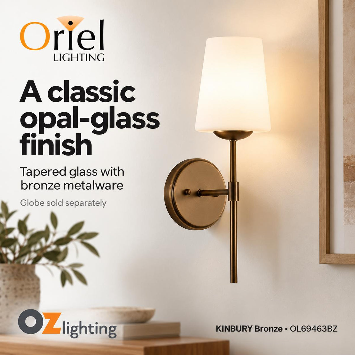 Oriel KINBURY Wall Light - Max. 60W-Oriel Lighting-Ozlighting.com.au