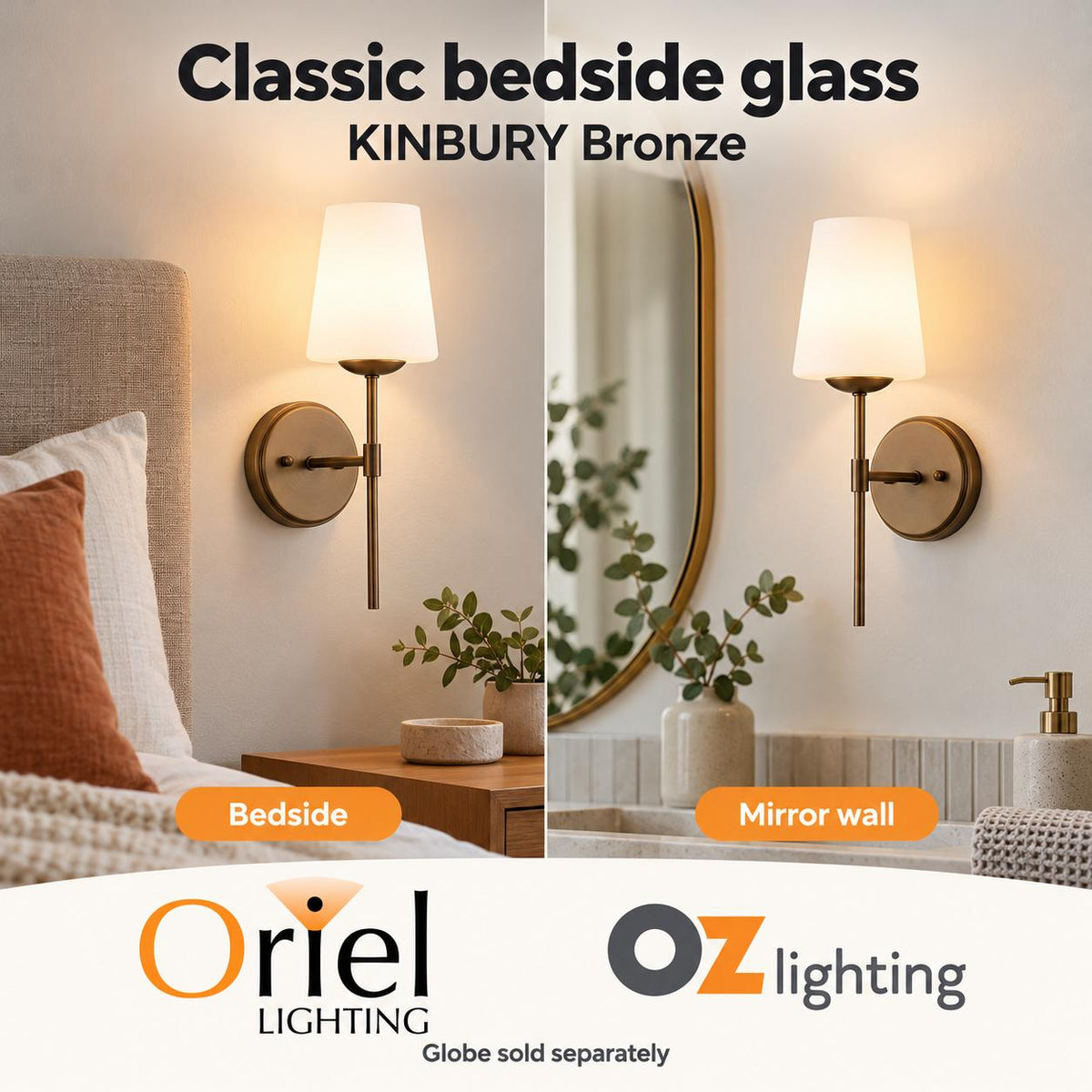 Oriel KINBURY Wall Light - Max. 60W-Oriel Lighting-Ozlighting.com.au