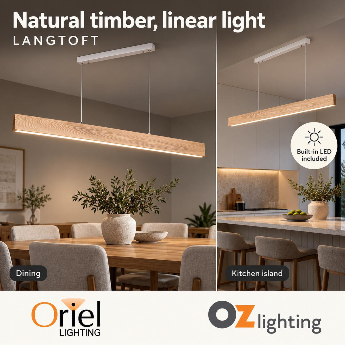 Oriel LANGTOFT LED Pendant - Tri-Colour-Oriel Lighting-Ozlighting.com.au