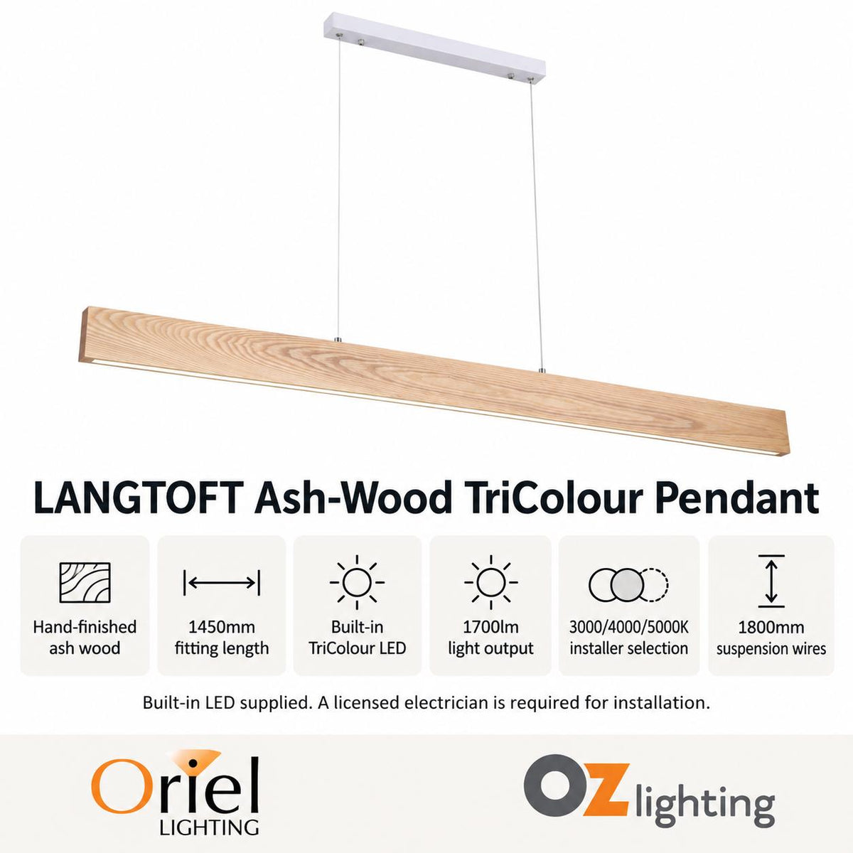 Oriel LANGTOFT LED Pendant - Tri-Colour-Oriel Lighting-Ozlighting.com.au
