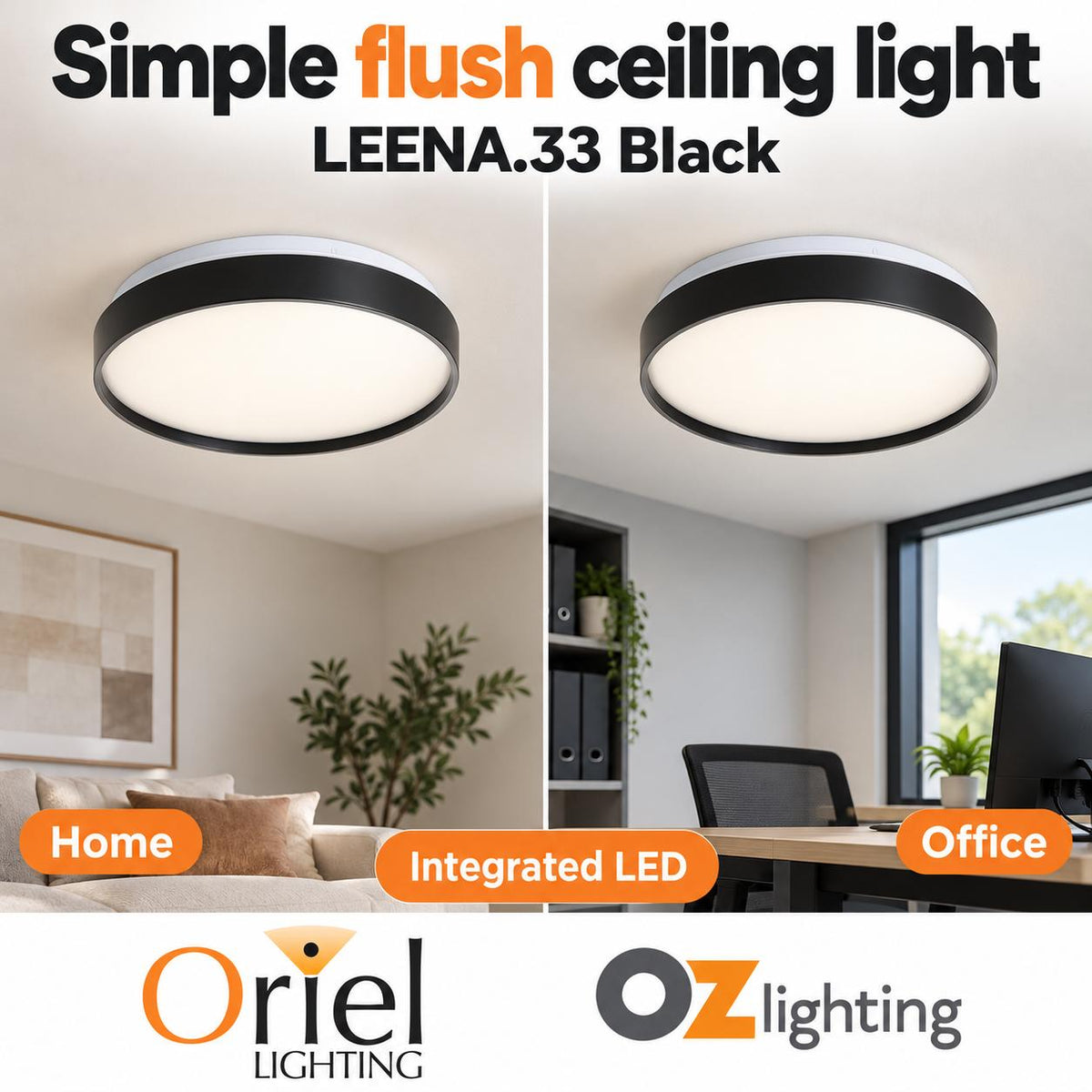 Oriel LEENA.33 LED Ceiling Light - 12W-Oriel Lighting-Ozlighting.com.au
