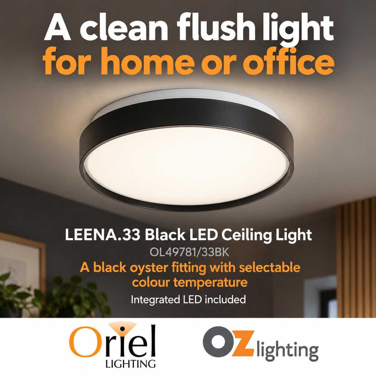 Oriel LEENA.33 LED Ceiling Light - 12W-Oriel Lighting-Ozlighting.com.au