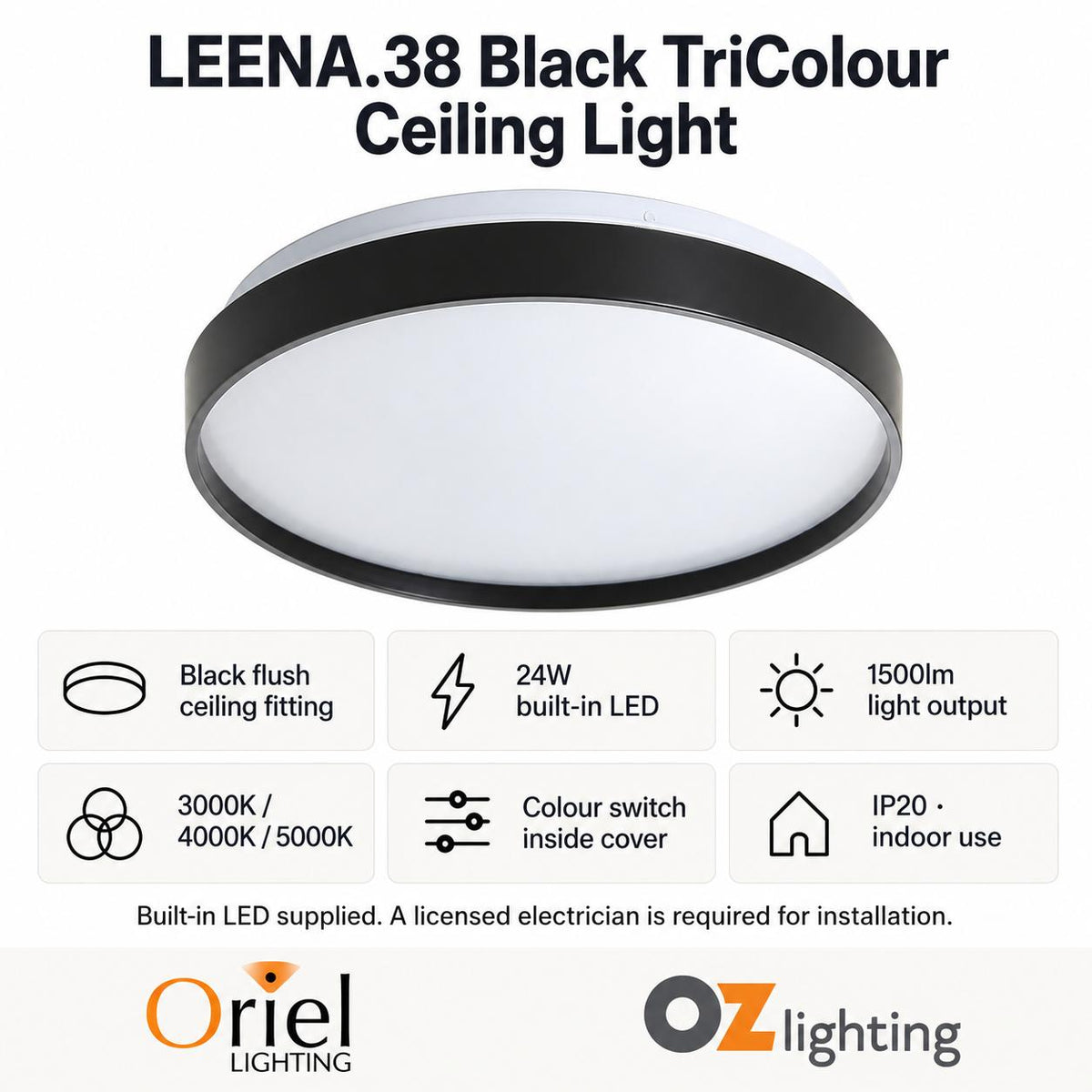 Oriel LEENA.38 LED Ceiling Light - 24W-Oriel Lighting-Ozlighting.com.au