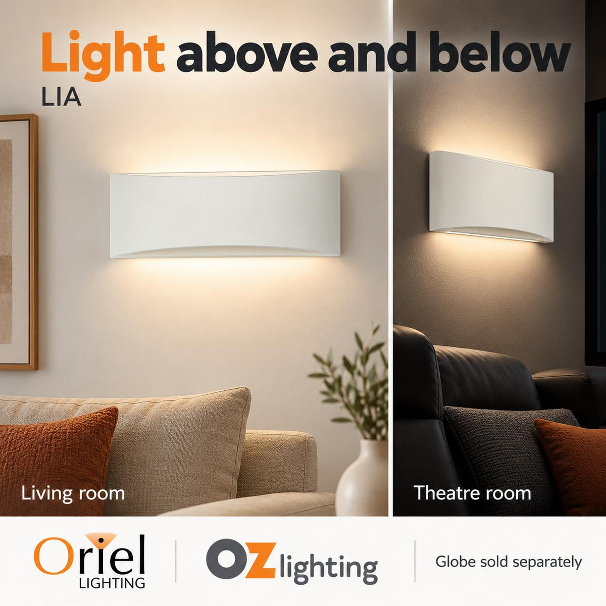 Oriel LIA Wall Light - Ceramic Interior, Raw-Oriel Lighting-Ozlighting.com.au
