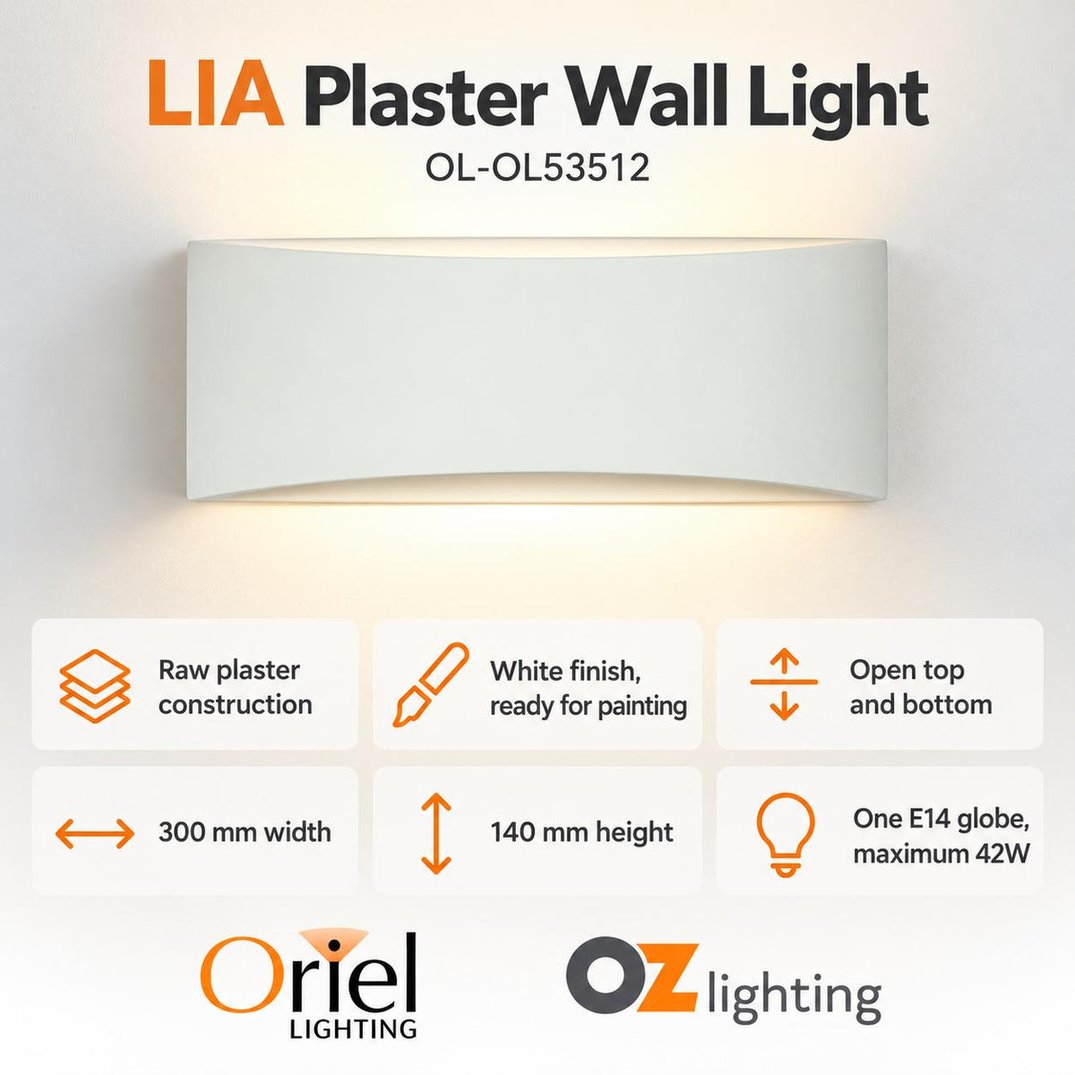 Oriel LIA Wall Light - Ceramic Interior, Raw-Oriel Lighting-Ozlighting.com.au