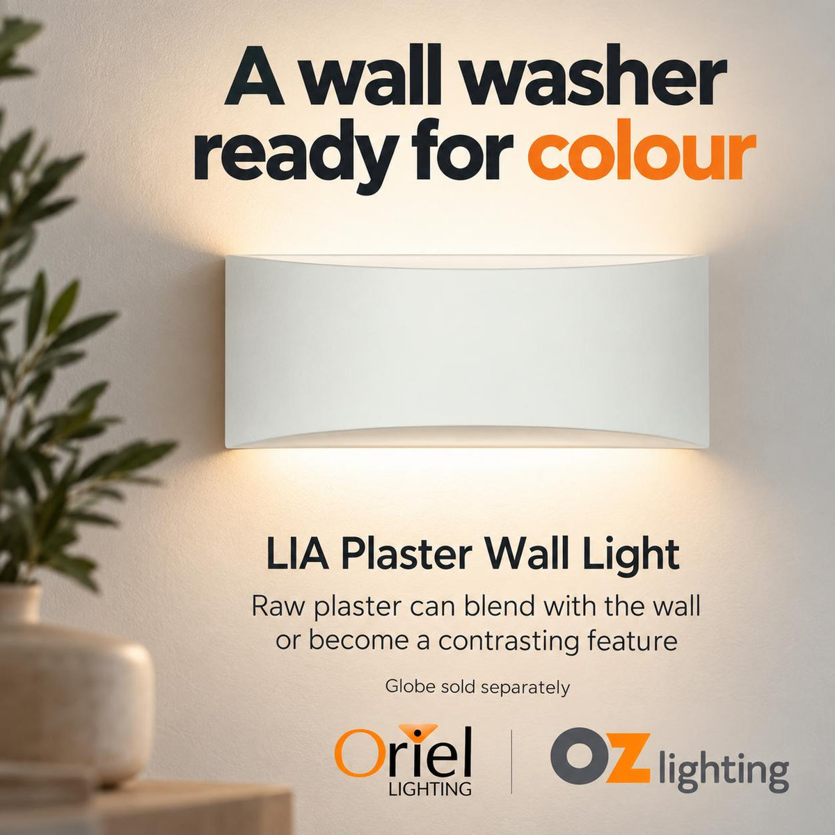 Oriel LIA Wall Light - Ceramic Interior, Raw-Oriel Lighting-Ozlighting.com.au