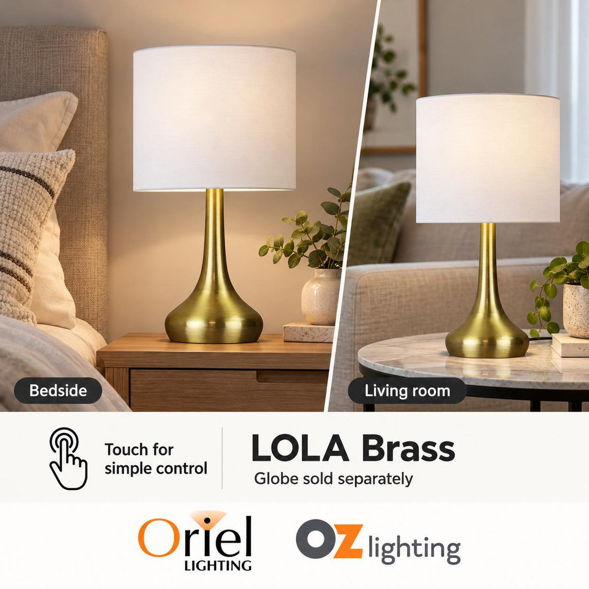 Oriel LOLA Touch Table Lamp-Oriel Lighting-Ozlighting.com.au