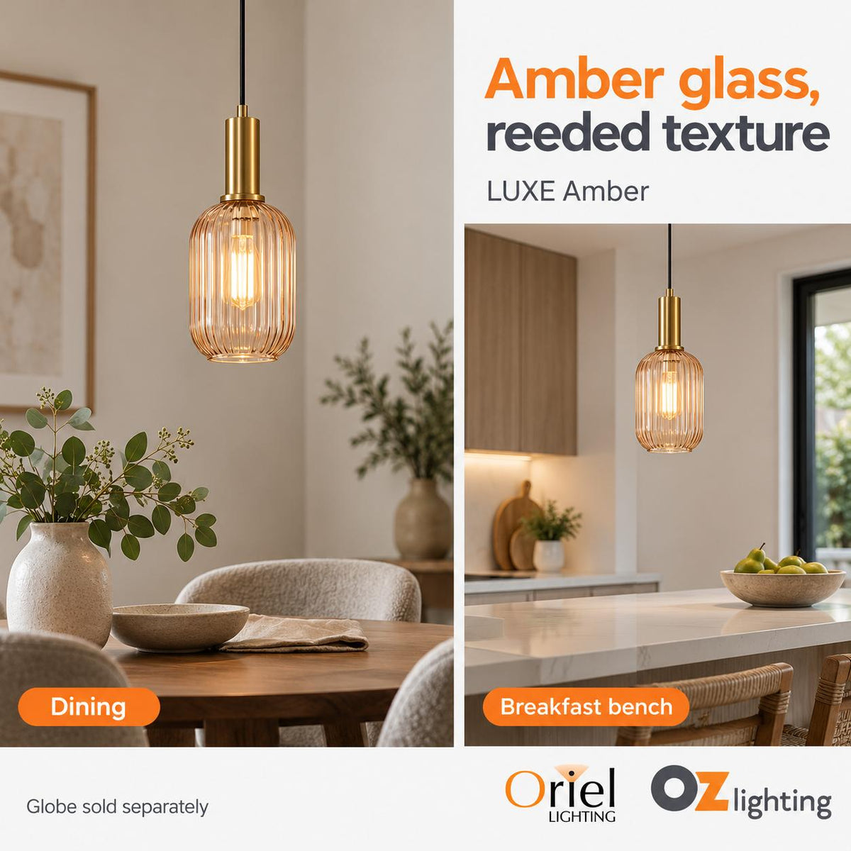 Oriel LUXE Pendant - 1 Light-Oriel Lighting-Ozlighting.com.au