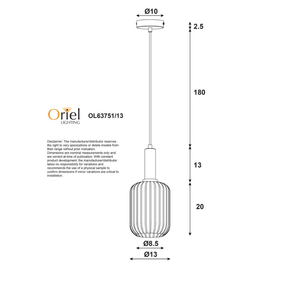 Oriel LUXE Pendant - 1 Light-Oriel Lighting-Ozlighting.com.au