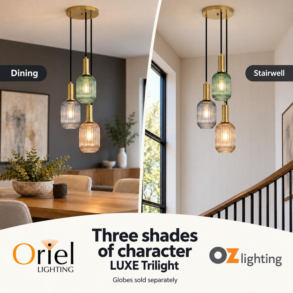 Oriel LUXE Pendant - 3 Light-Oriel Lighting-Ozlighting.com.au