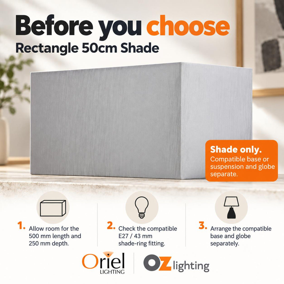 Oriel Lamp Shade - 50cm Rectangle-Oriel Lighting-Ozlighting.com.au