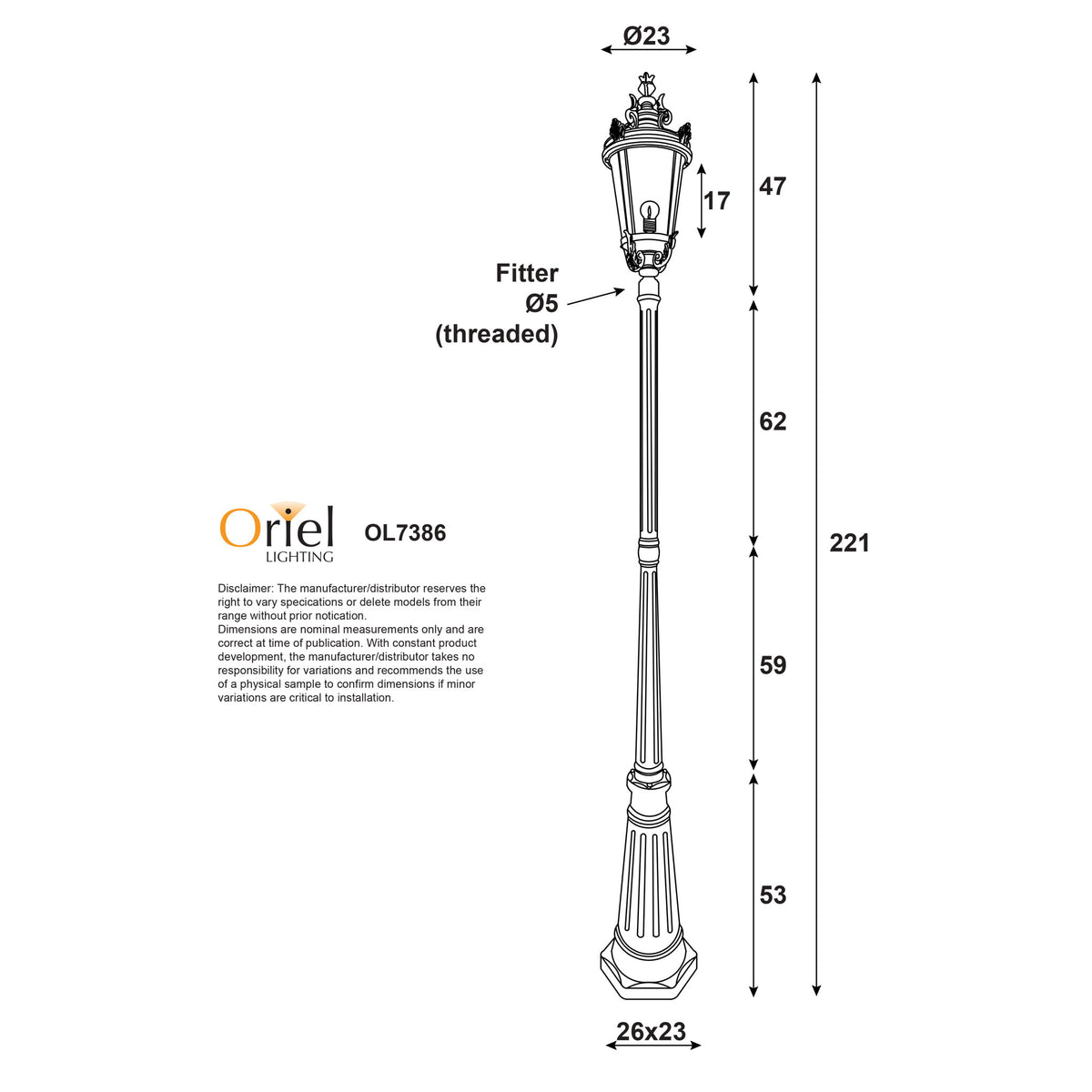 Oriel Lighting ALBION Outdoor Post Light - Black-Oriel Lighting-Ozlighting.com.au