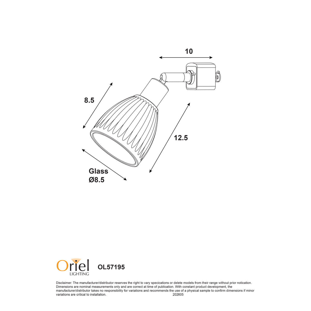 Oriel Lighting ALMA Smoked Track Spotlight - Glass, Black-Oriel Lighting-Ozlighting.com.au