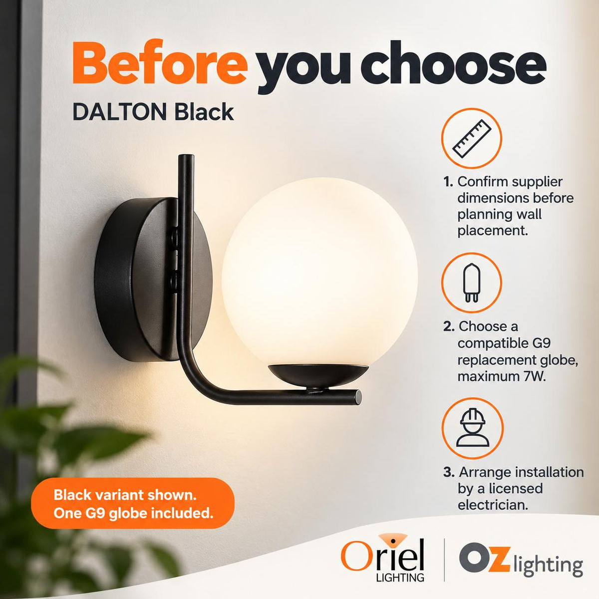 Oriel Lighting DALTON Opal Wall Light - Glass-Oriel Lighting-Ozlighting.com.au