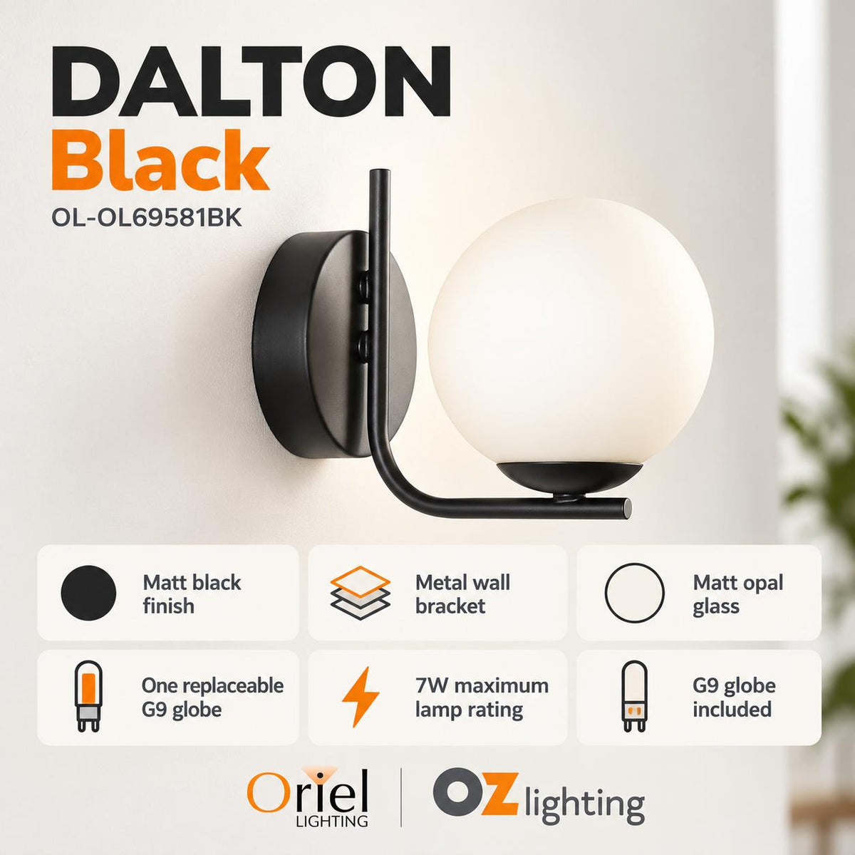 Oriel Lighting DALTON Opal Wall Light - Glass-Oriel Lighting-Ozlighting.com.au