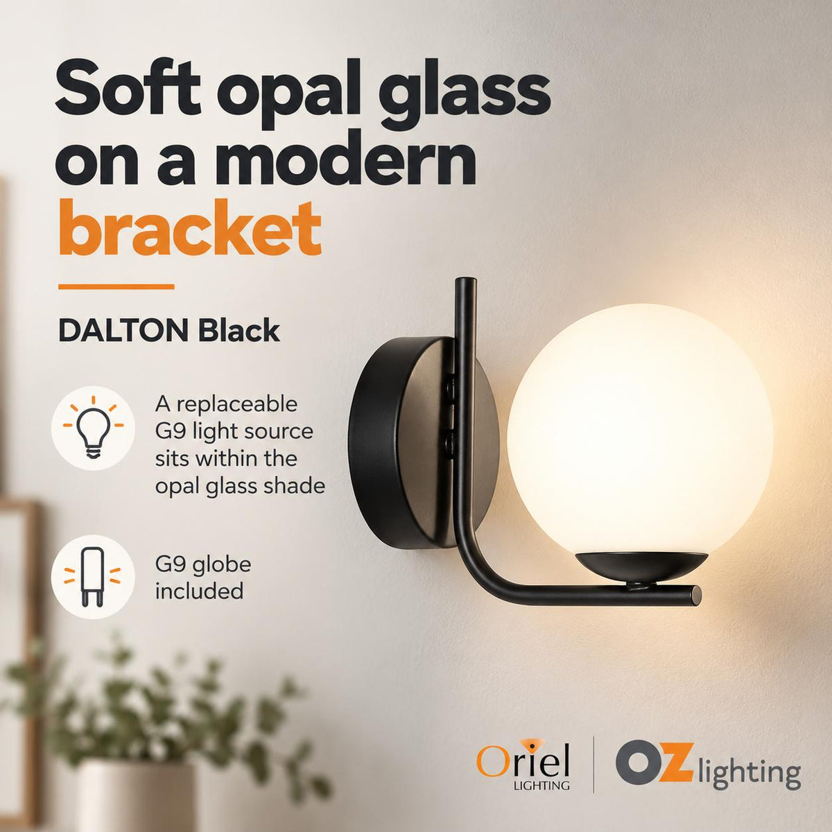Oriel Lighting DALTON Opal Wall Light - Glass-Oriel Lighting-Ozlighting.com.au