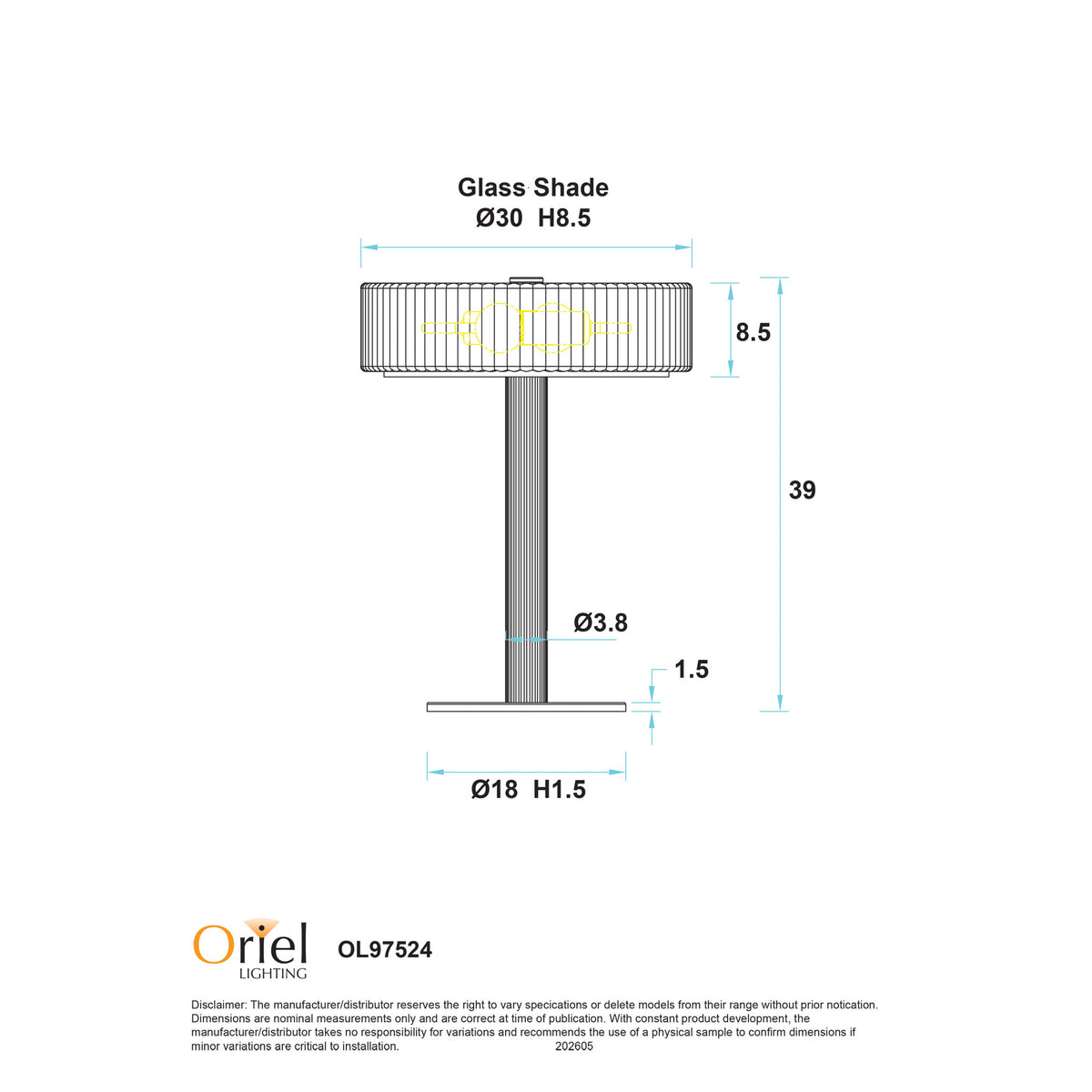 Oriel Lighting GORDON Ribbed Table Lamp - Glass-Oriel Lighting-Ozlighting.com.au