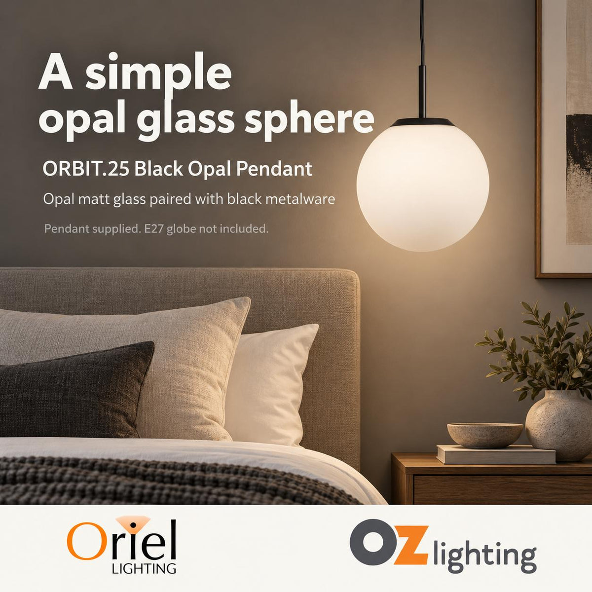 Oriel Lighting ORBIT.25 Opal Pendant - Glass-Oriel Lighting-Ozlighting.com.au