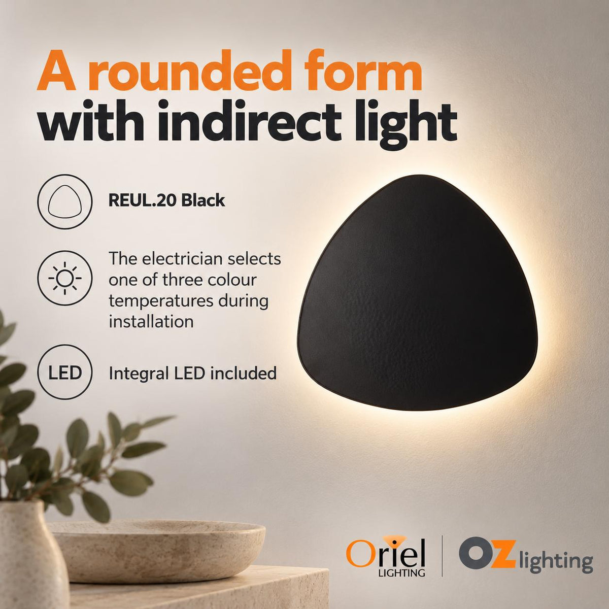 Oriel Lighting REUL.20 LED Wall Light - Tri-Colour-Oriel Lighting-Ozlighting.com.au